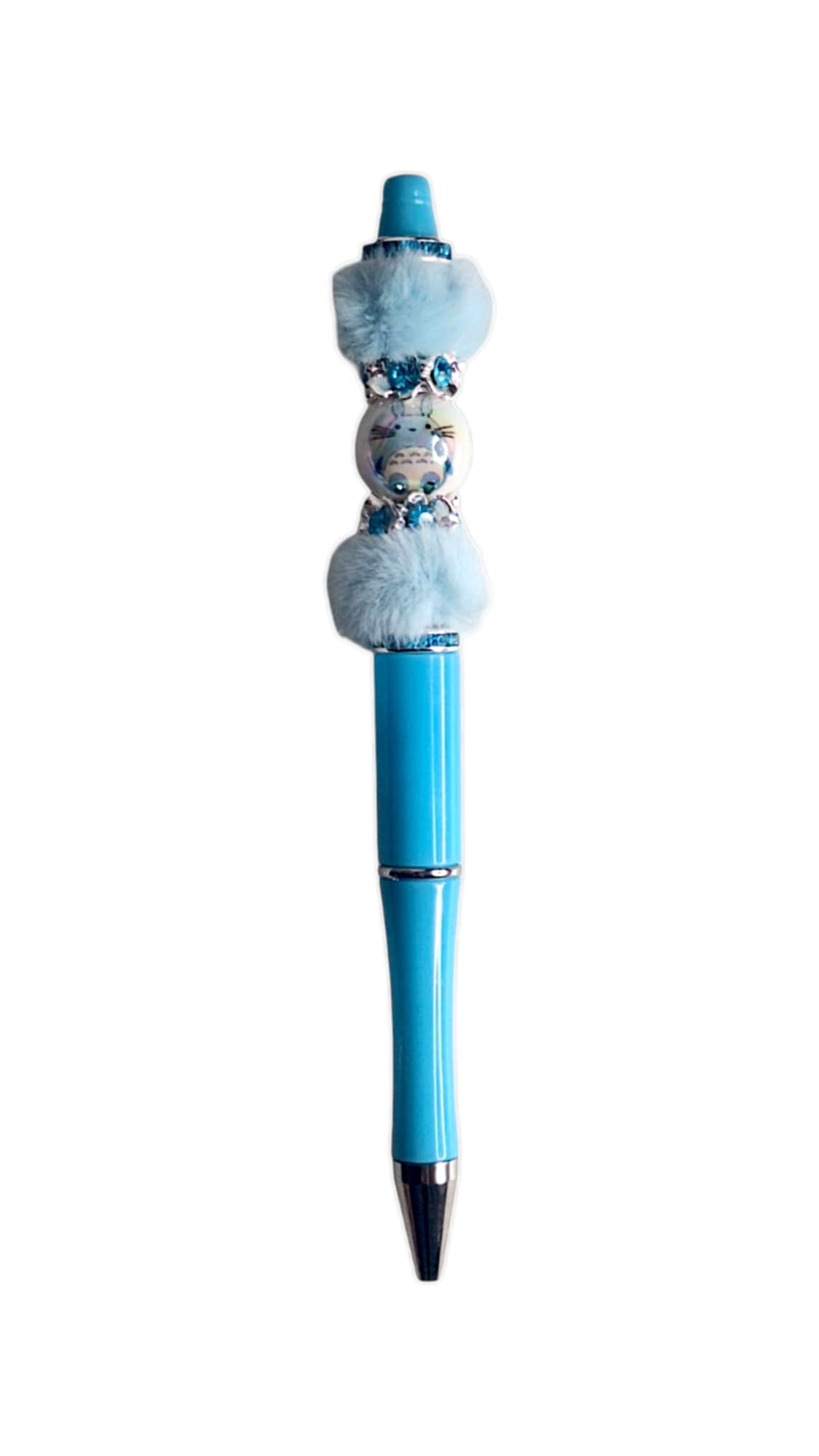 Blue fur anime character beads pen