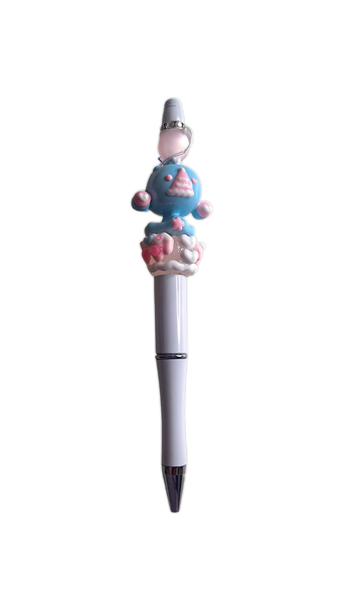 Cute baby blue hand painted girl beads pen
