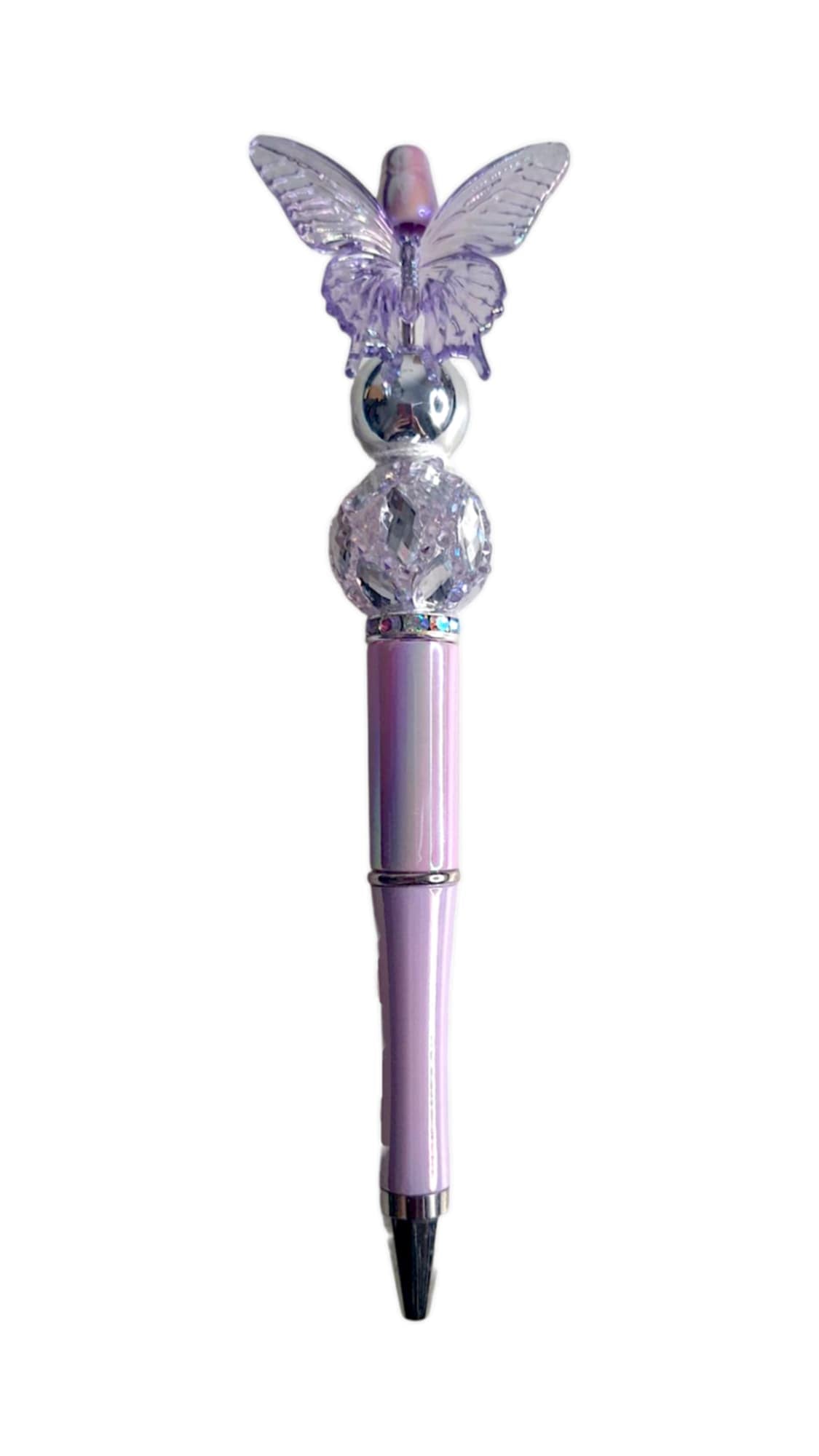 Lilac butterfly beads pen