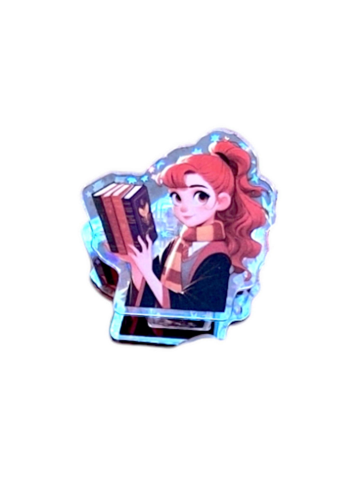 Girl with books character double acrylic clip