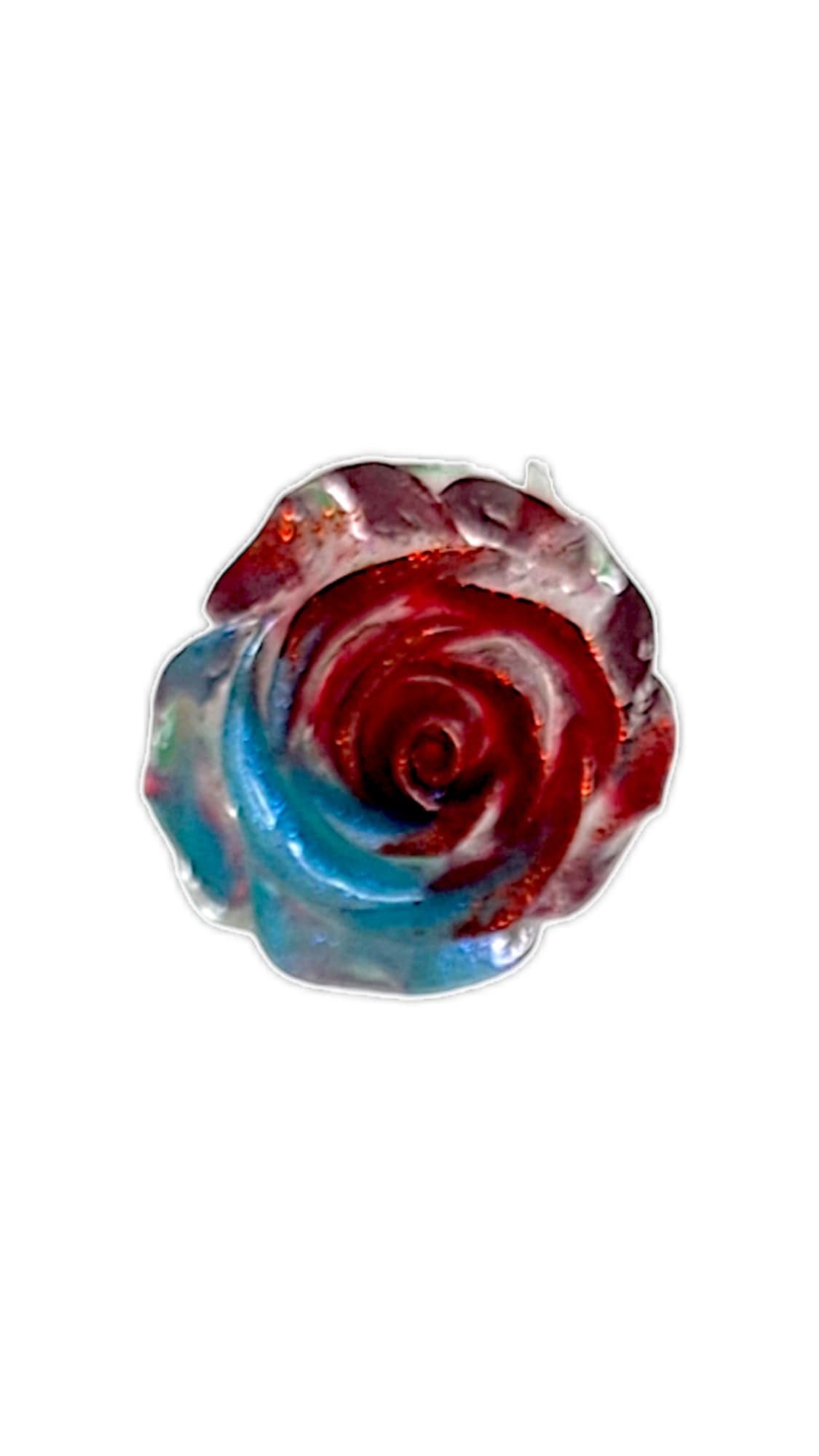 Resin blue & red flower clip