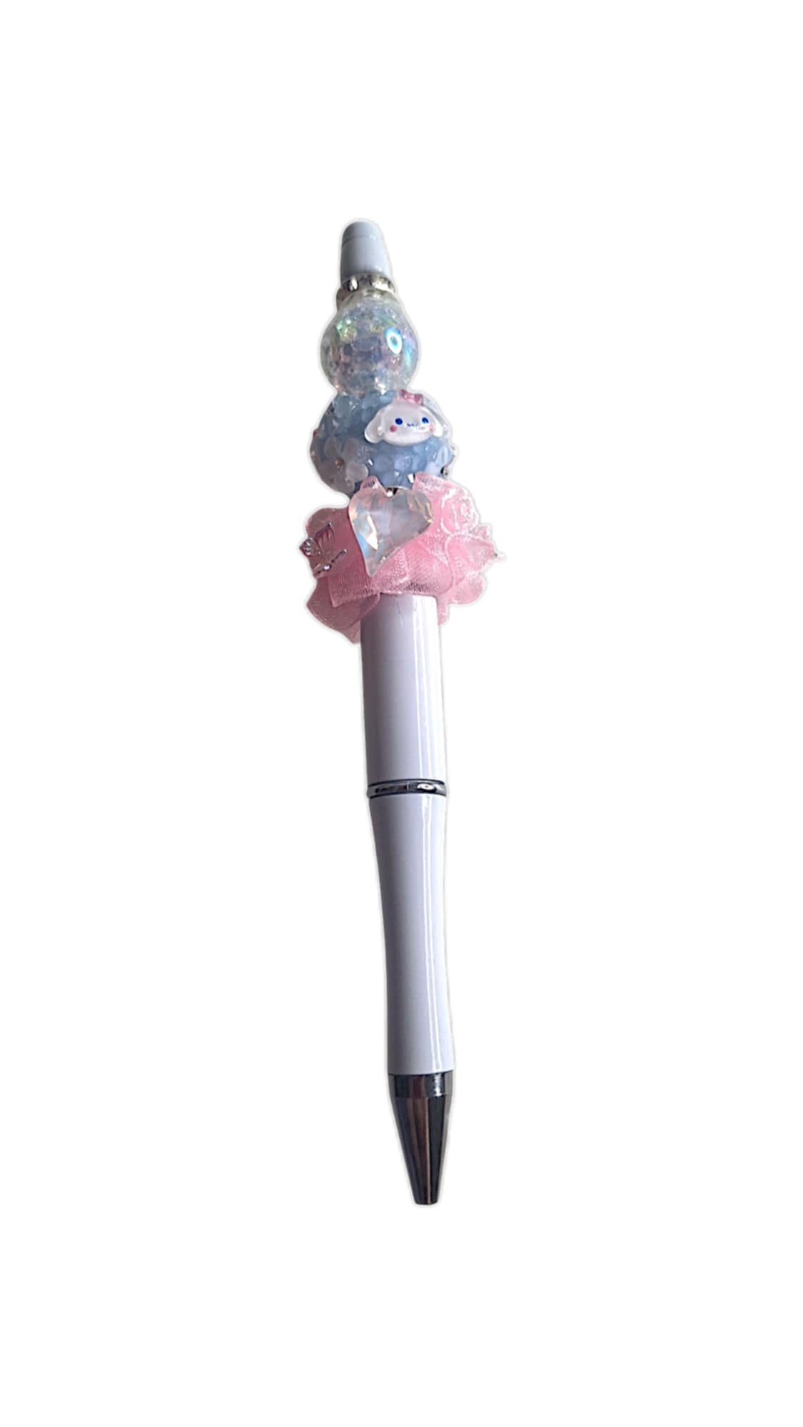 Joli stylo à perles en dentelle bleue et rose