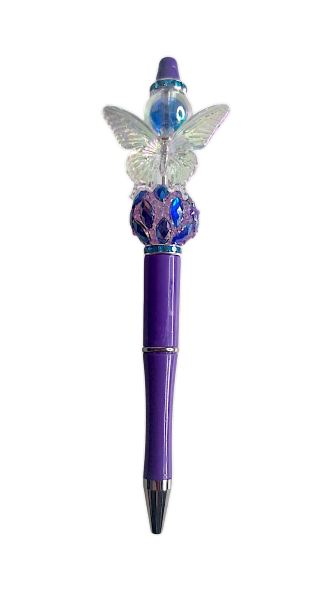 Dark purple butterfly beads pen