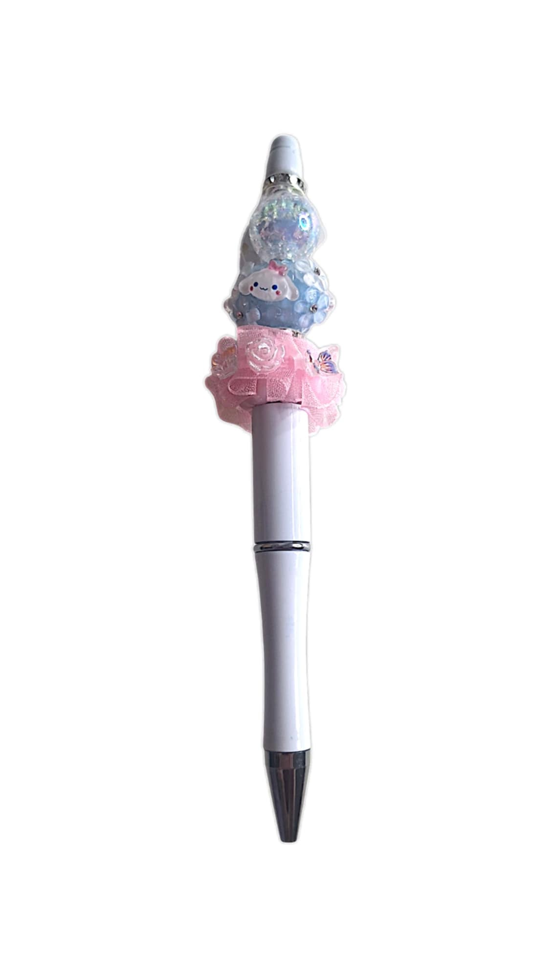 Cute blue & pink lace beads pen