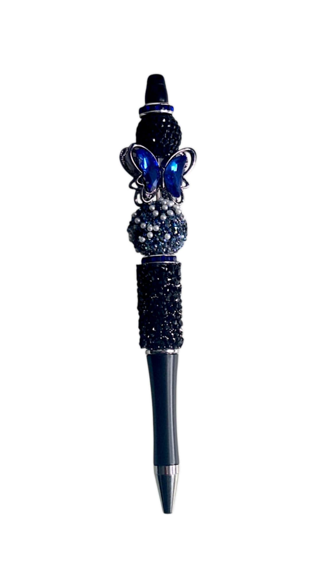 Royal blue butterfly beads pen