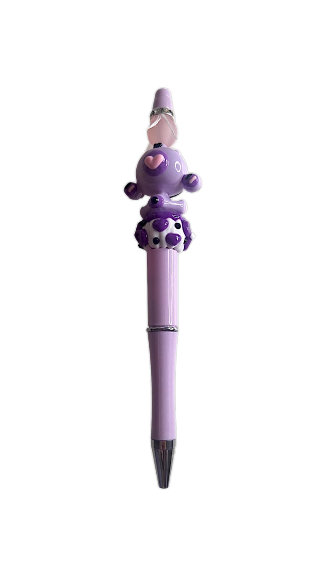 Cute lilac hand painted girl beads pen