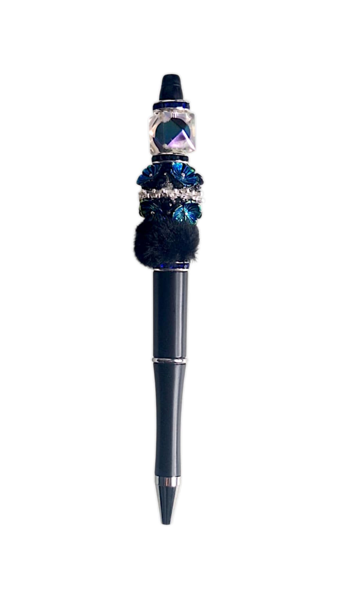 Blue aura flower beads pen