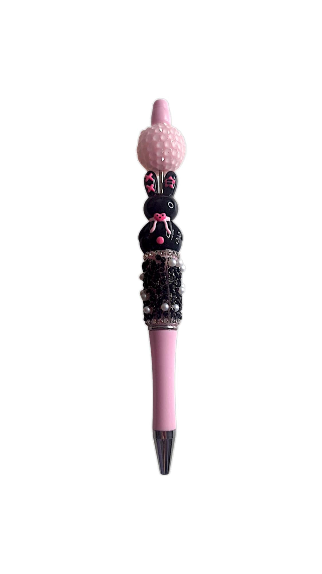 Cute black hand painted bunny beads pen