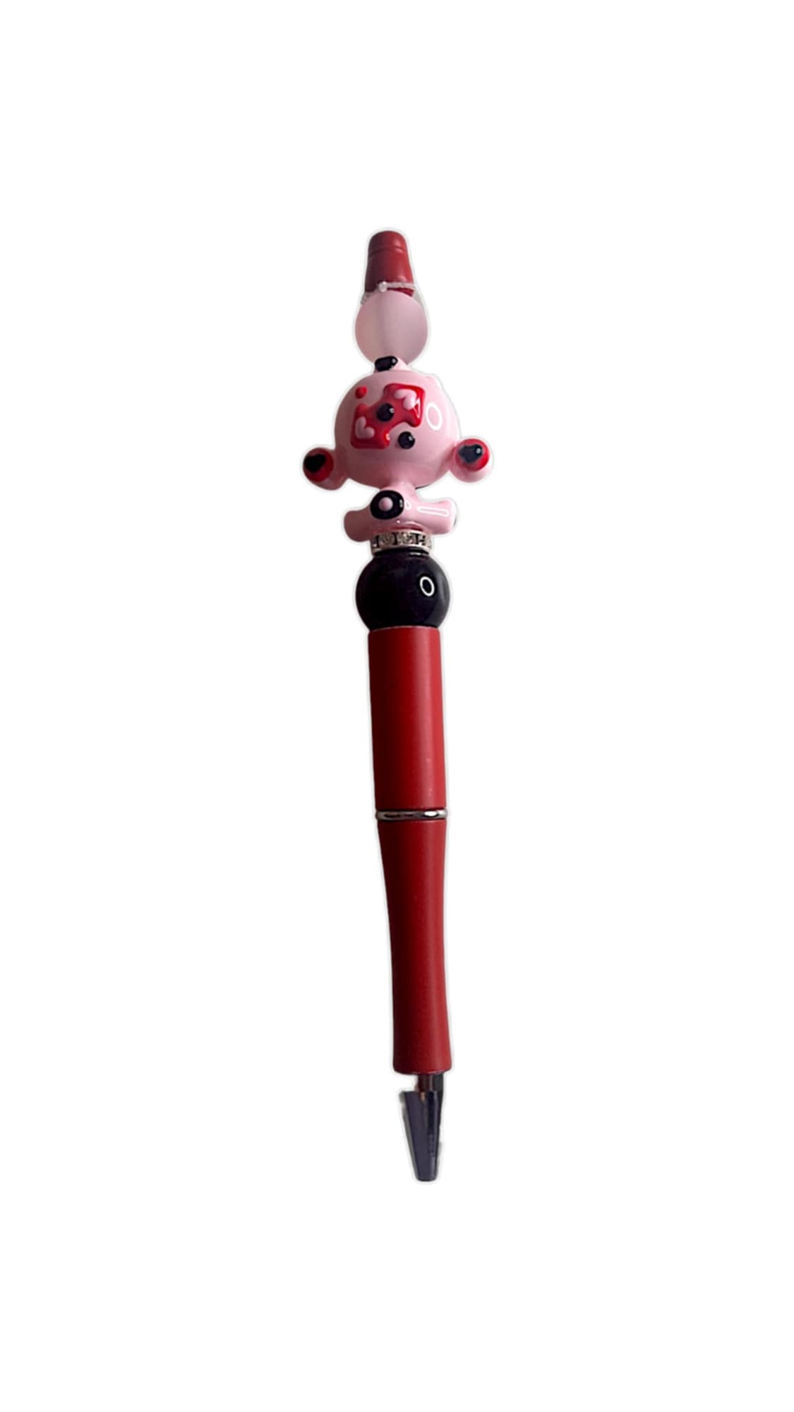 Cute pink hand painted girl beads pen