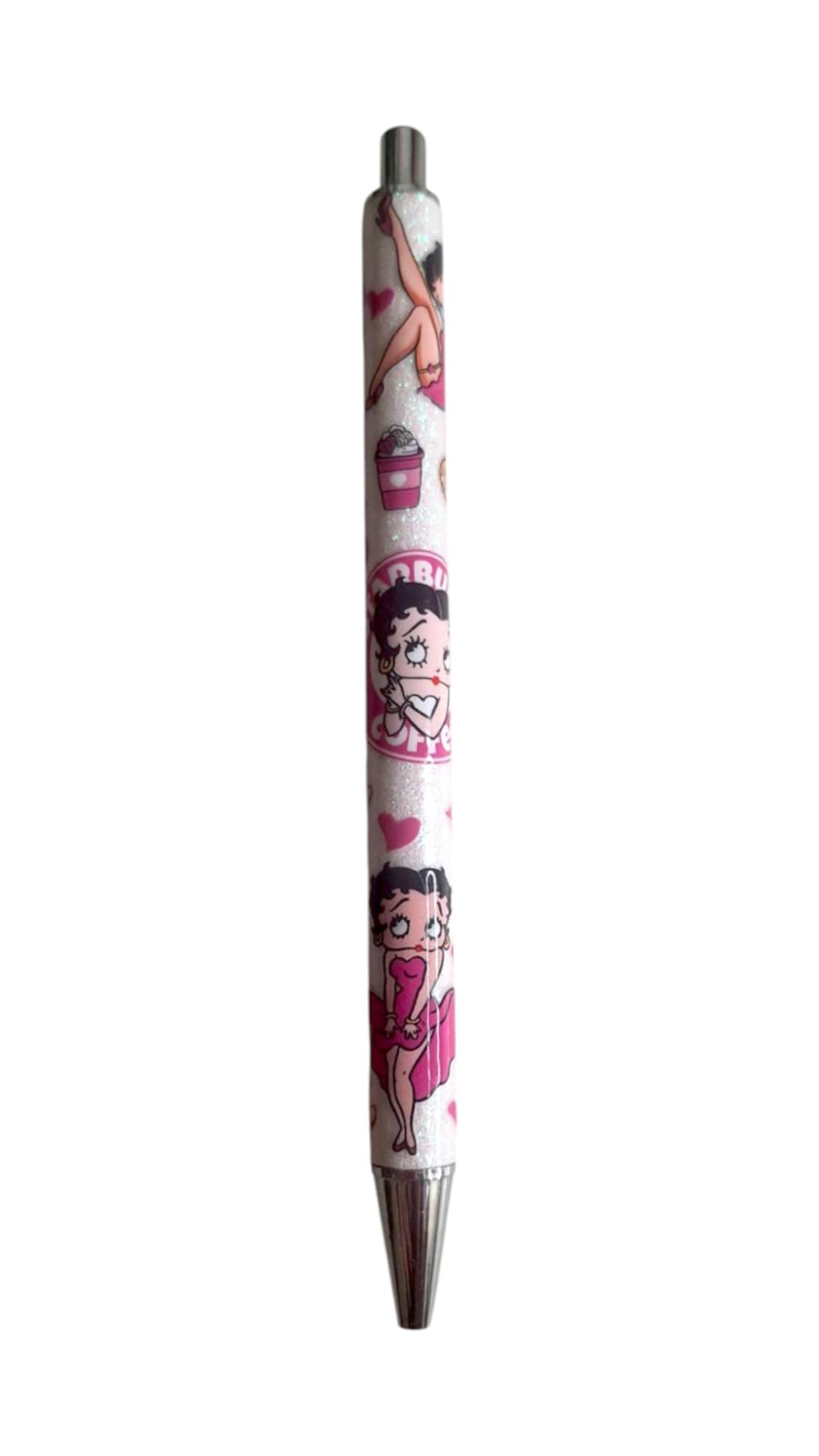 Stylo à paillettes fille et café