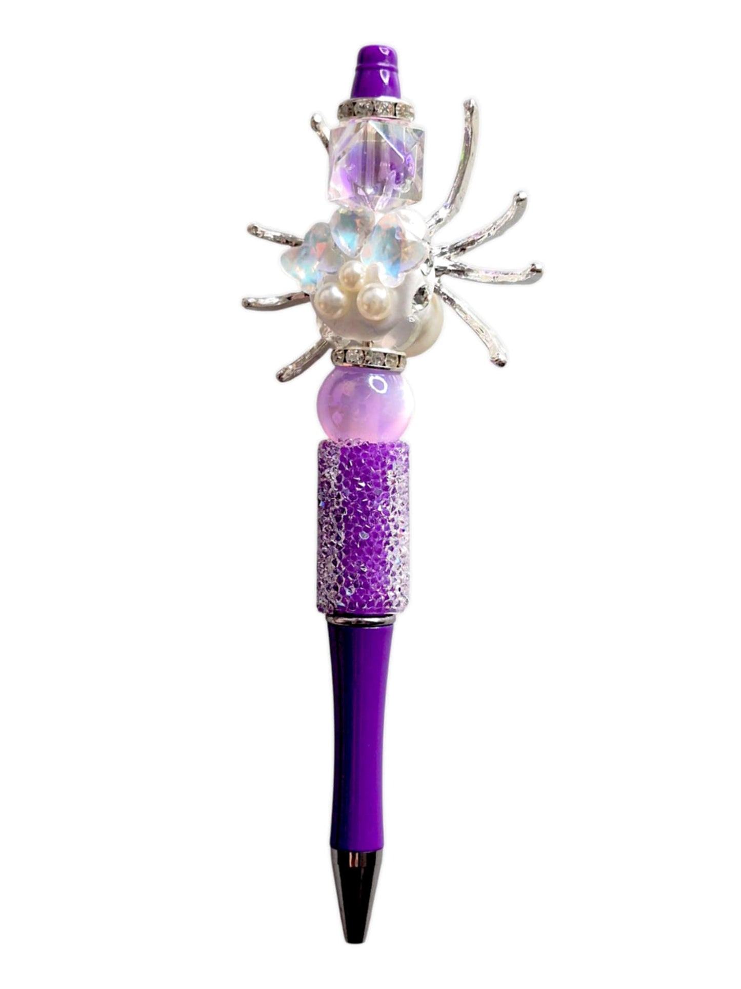 Purple pearl spider beads pen