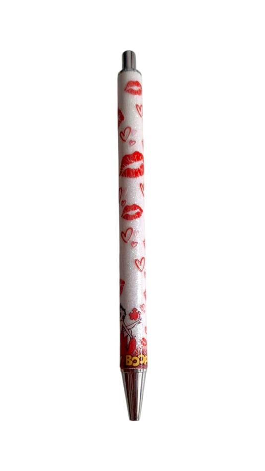 Stylo à paillettes bisous