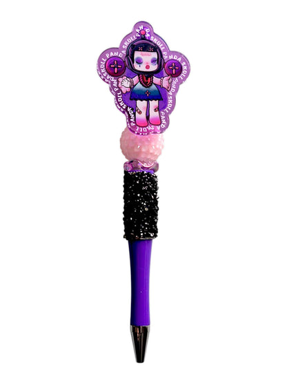 Stylo à perles violet fille