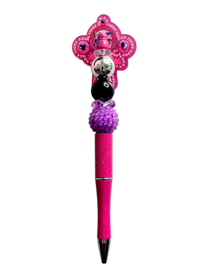 Stylo à perles rose fille