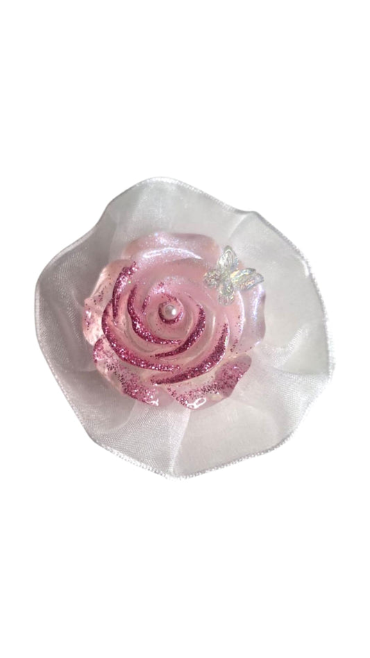 Pop socket rose & dentelle blanche