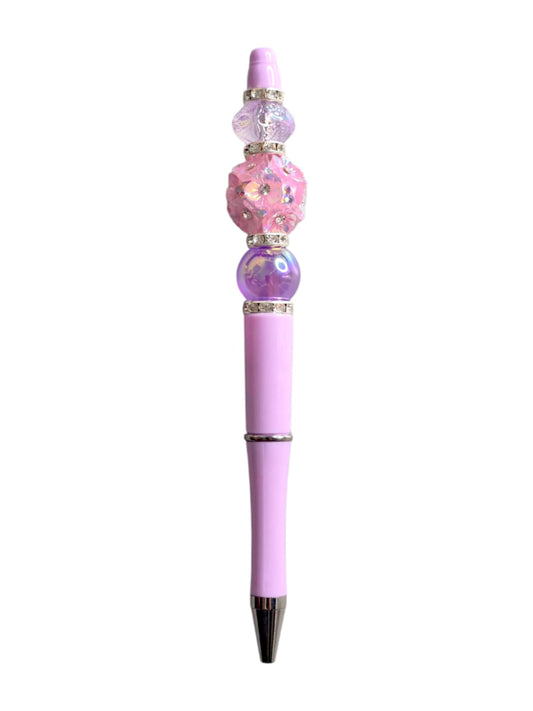 Joli stylo à perles en forme de fleur rose