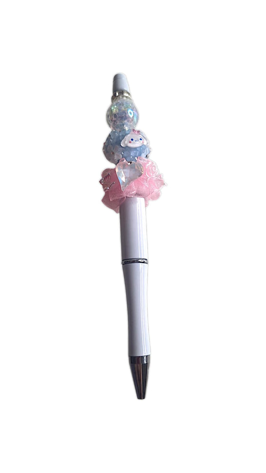 Joli stylo à perles en dentelle bleue et rose