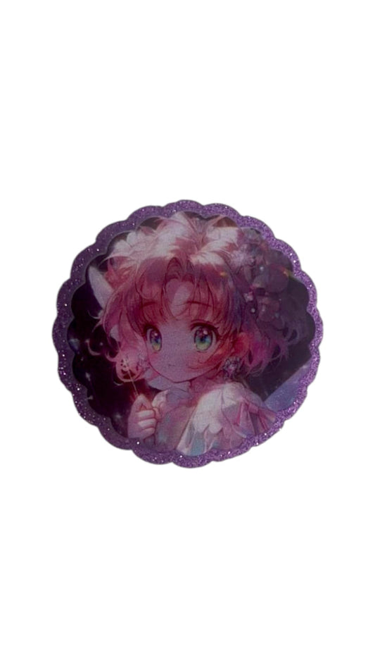 Jolie fille animée pop socket