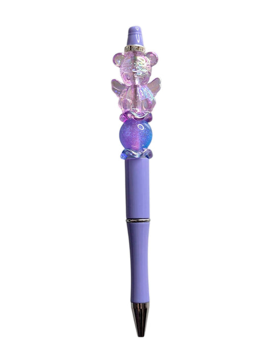 Stylo à perles en forme d'ours lilas mignon