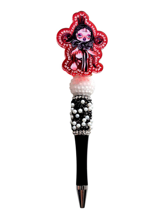 Dark clown girl beads pen
