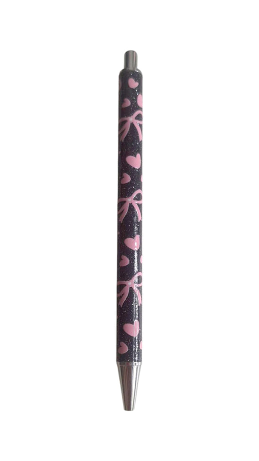 Joli stylo à paillettes avec nœuds rose