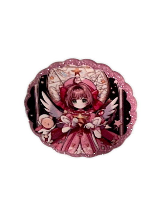 Jolie pince à papier en acrylique rose fille d'anime