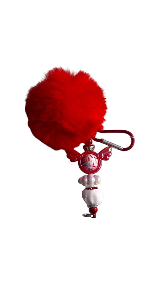 Porte-clés pompon Fidget perles ailes 
