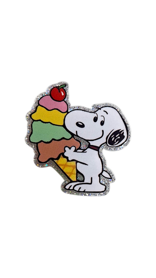 Pince à papier en acrylique Chien mignon avec une glace géante 