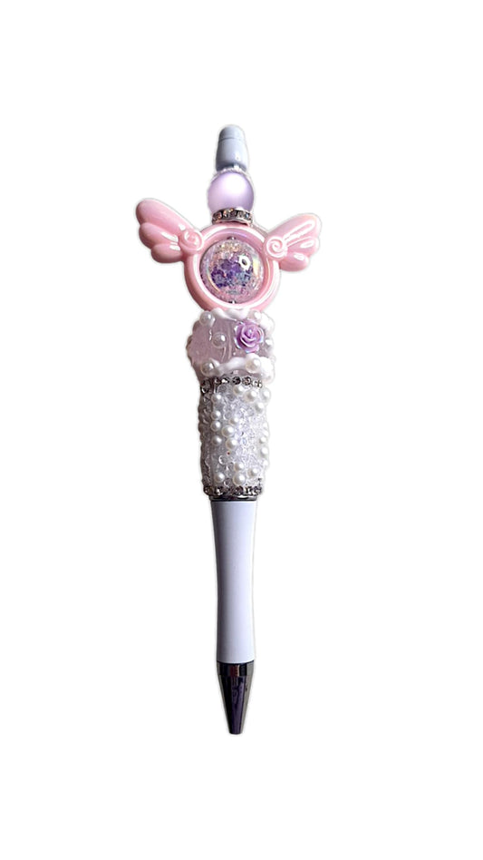 Stylo à perles ailes & bille craquelée Fidget 