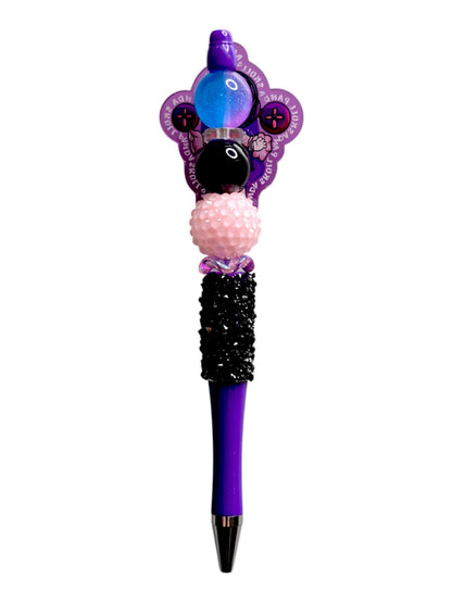 Stylo à perles violet fille